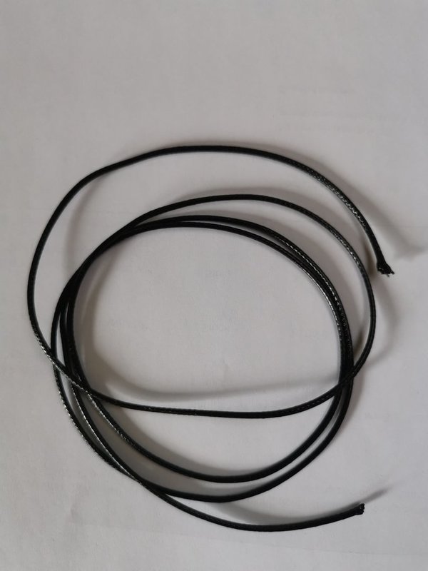 schwarzes Baumwollband - geflochten - gewachst - 1,5 mm - rund